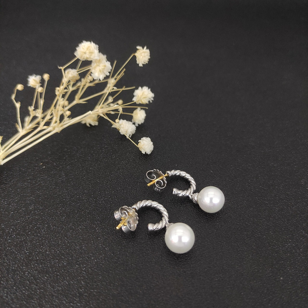 David Yurman pearl earrings, white gold and yellow gold - Picture 2 of 4